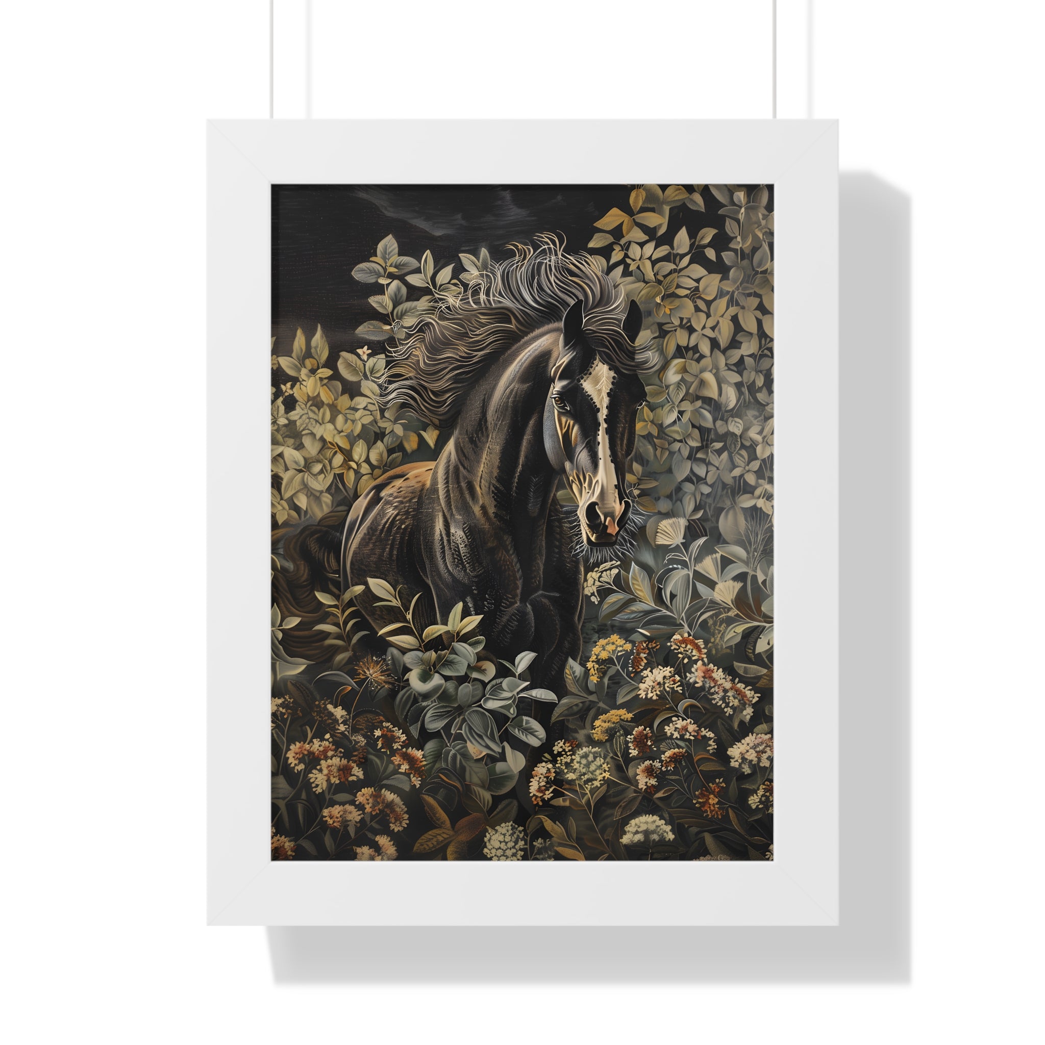 Framed Paper Print - Equine Elegance in Twilight Bloom