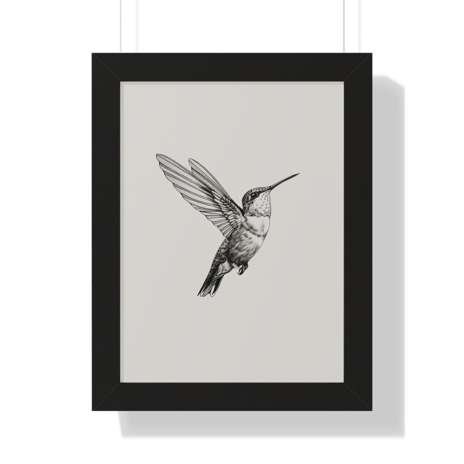 Framed Paper Print - Flying Hummingbird Line Study