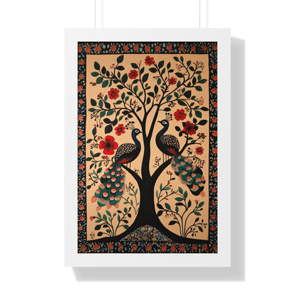 Framed Paper Print - Lovers Under Blooming Canopy