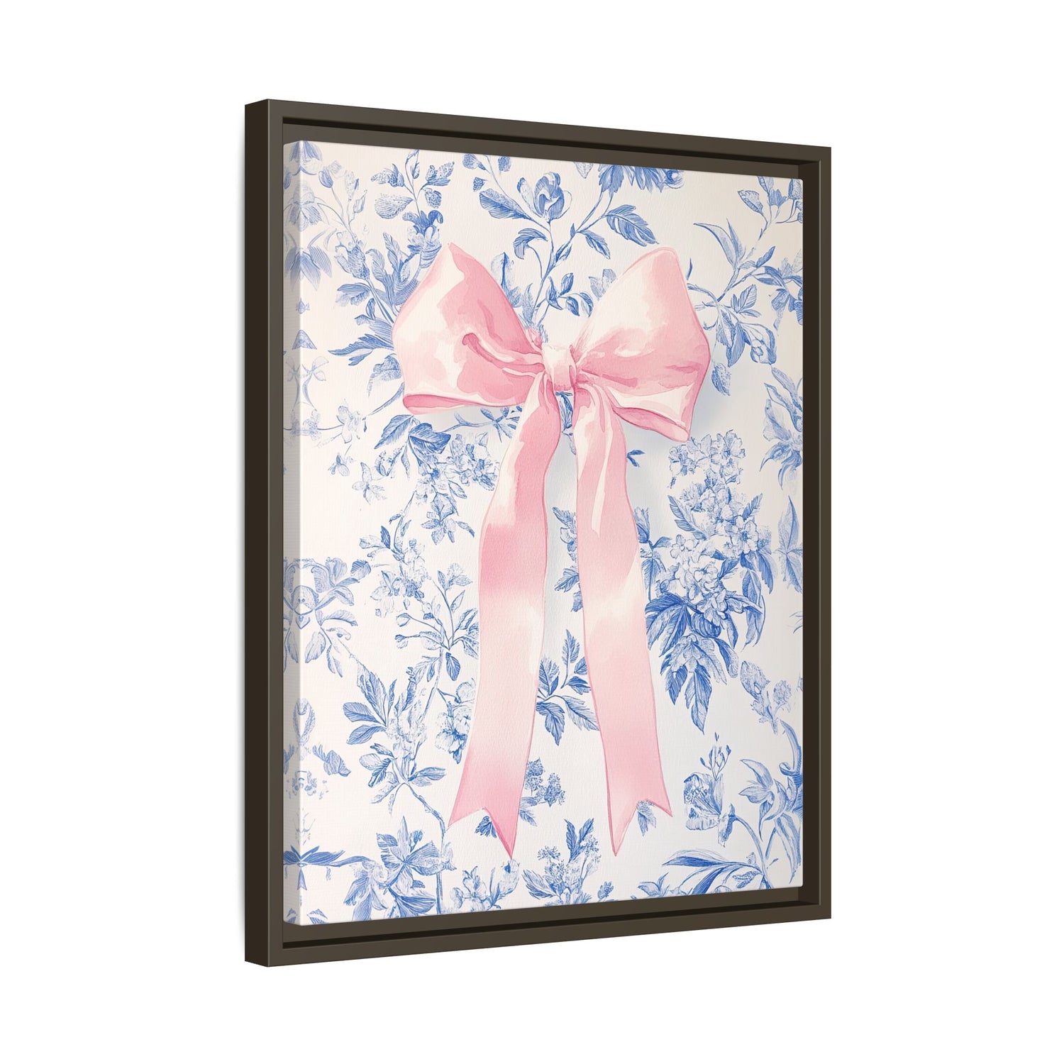 Framed Canvas - Pink Bow Floralscape