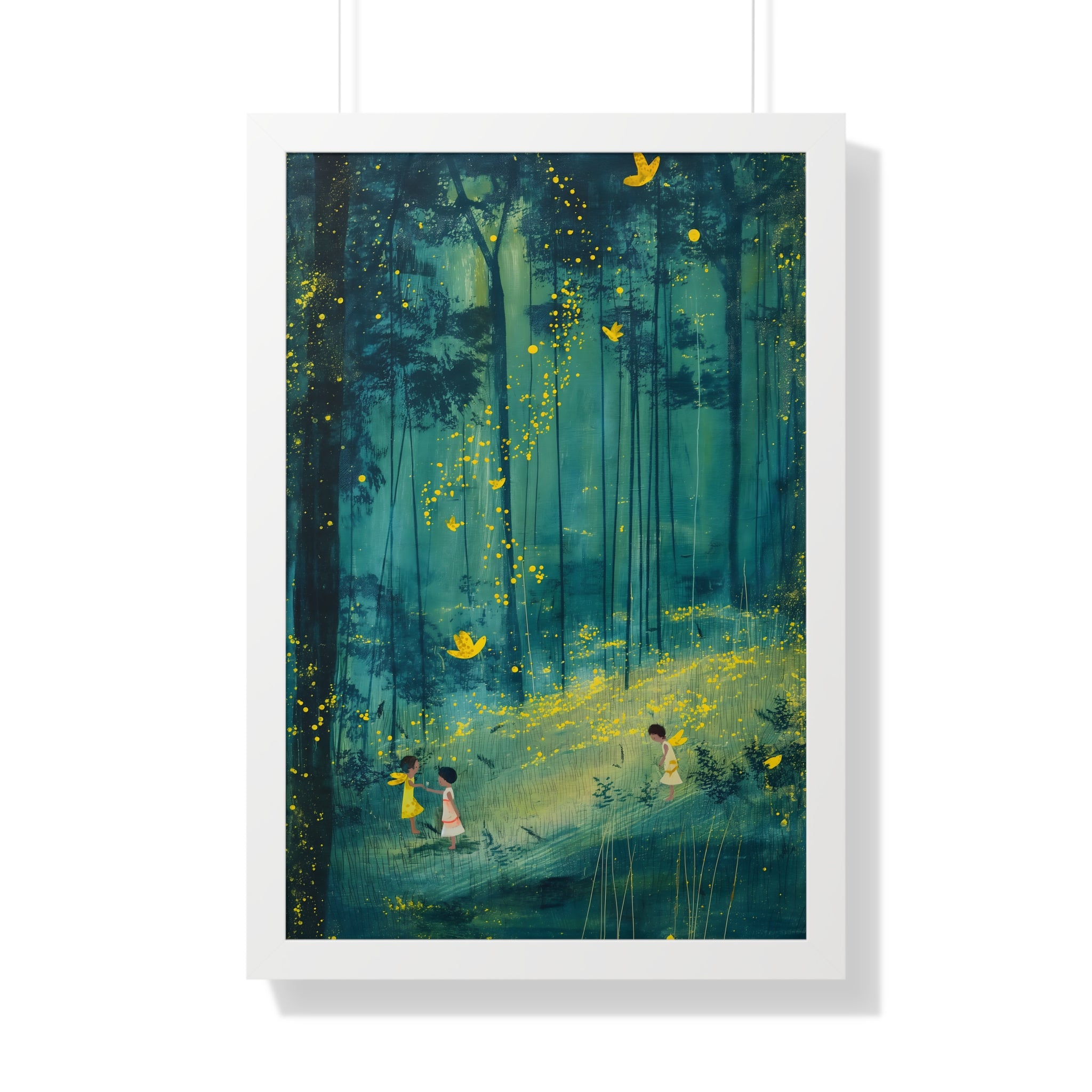 Framed Paper Print - Enchanted Firefly Forest