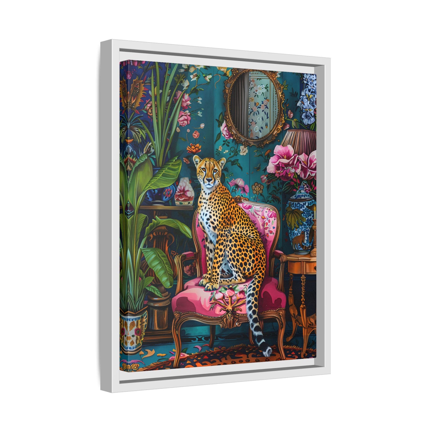 Framed Canvas - Regal Cheetah Reverie