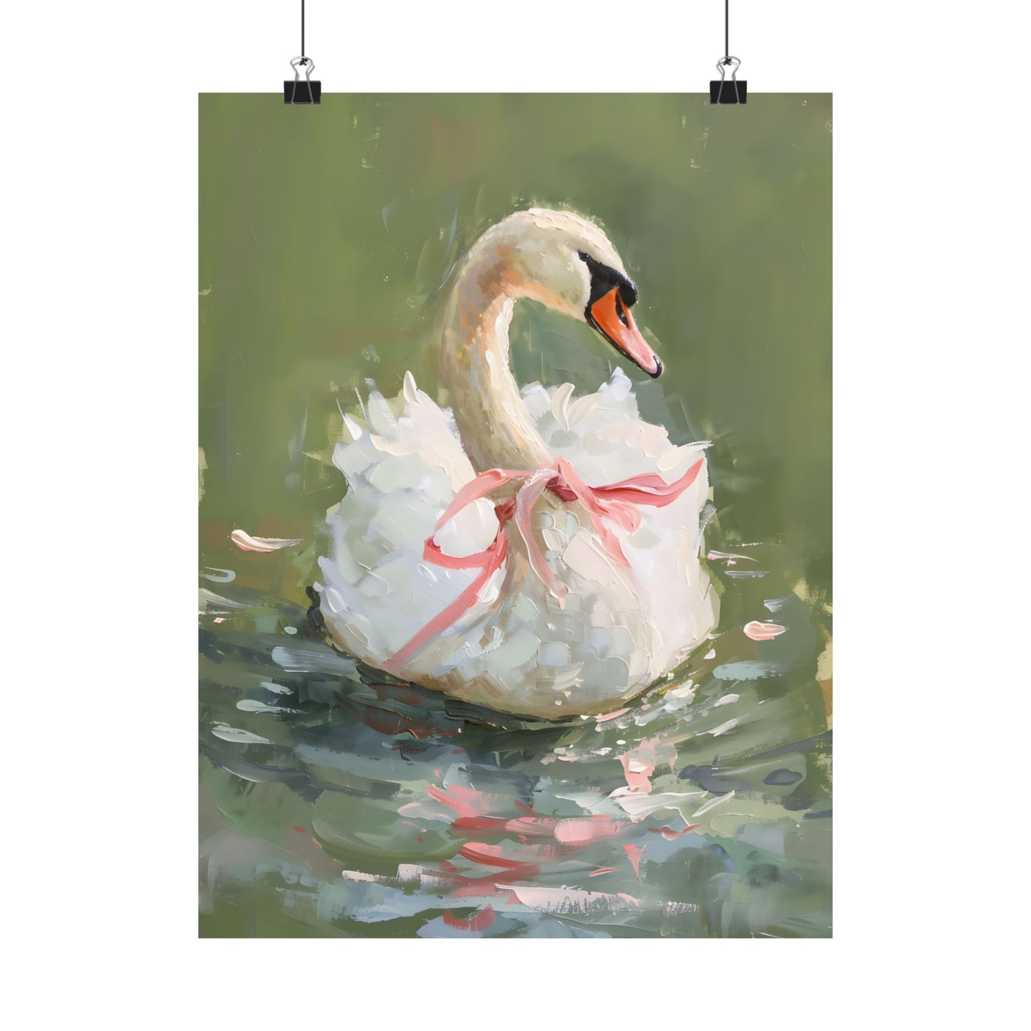 Ballet Swan in Pink Bow