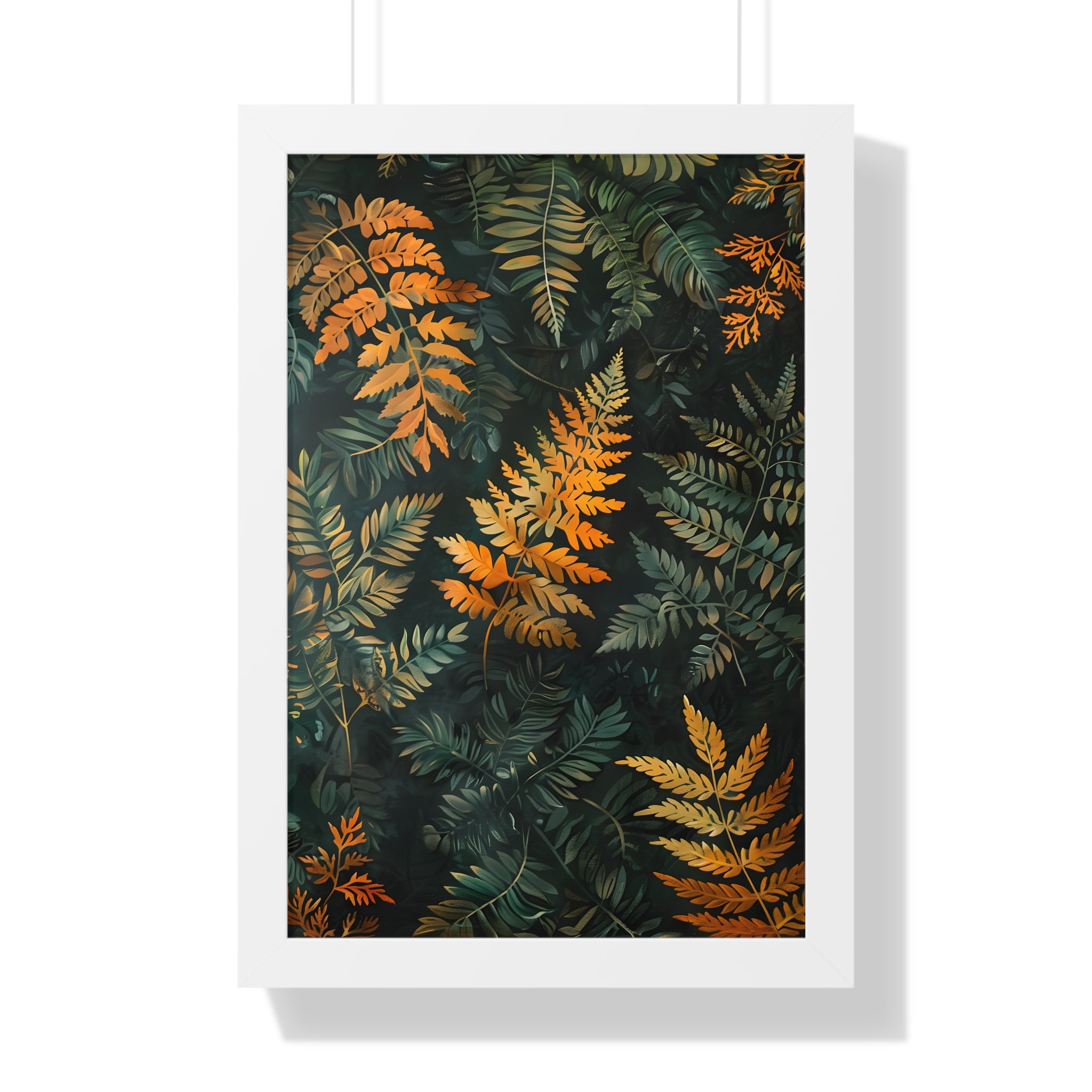 Framed Paper Print - Golden Fern Elegance