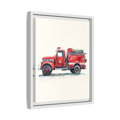 Framed Canvas - Vintage Firetruck Nursery