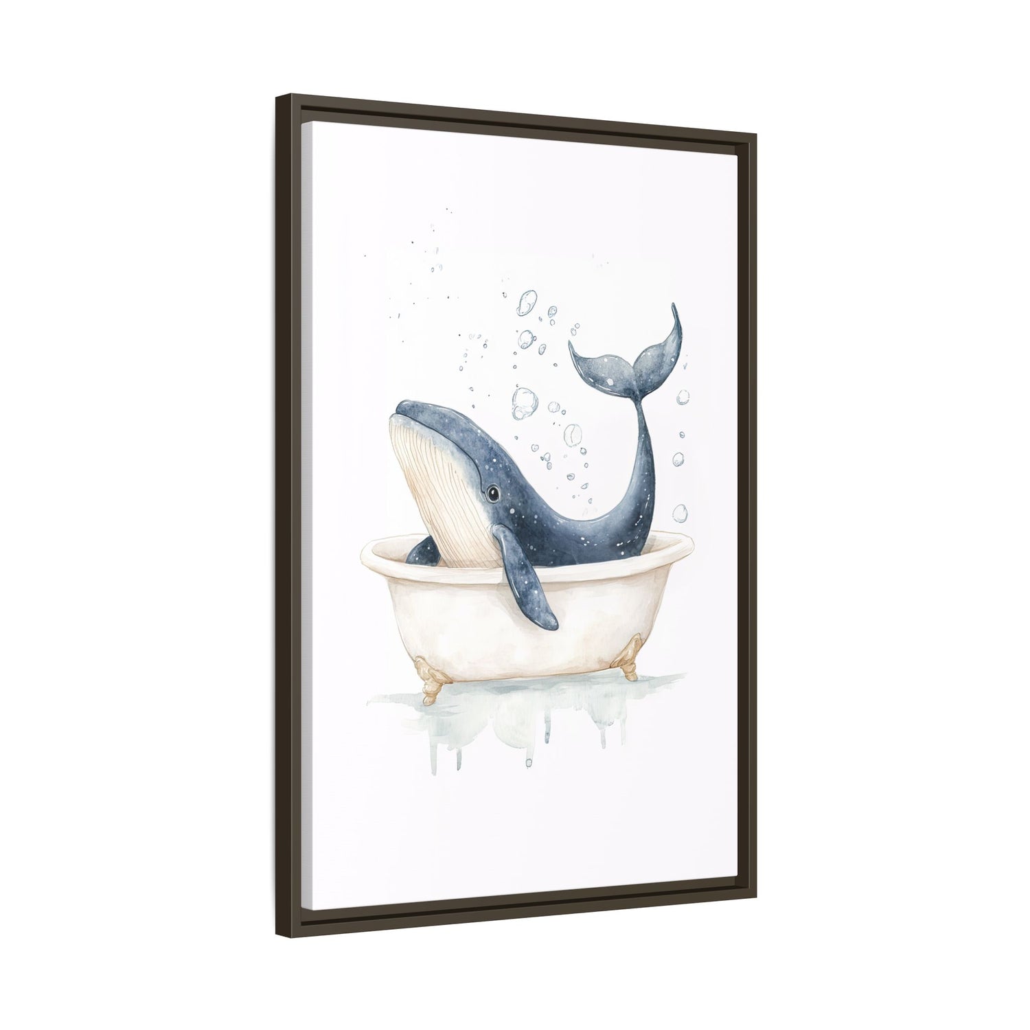Framed Canvas - Whale Tub Bubble Splash
