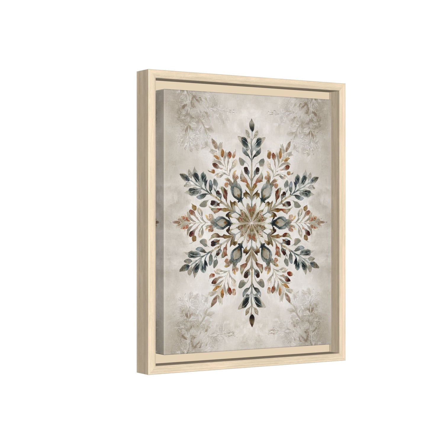Framed Canvas - Nordic Botanical Snowflake