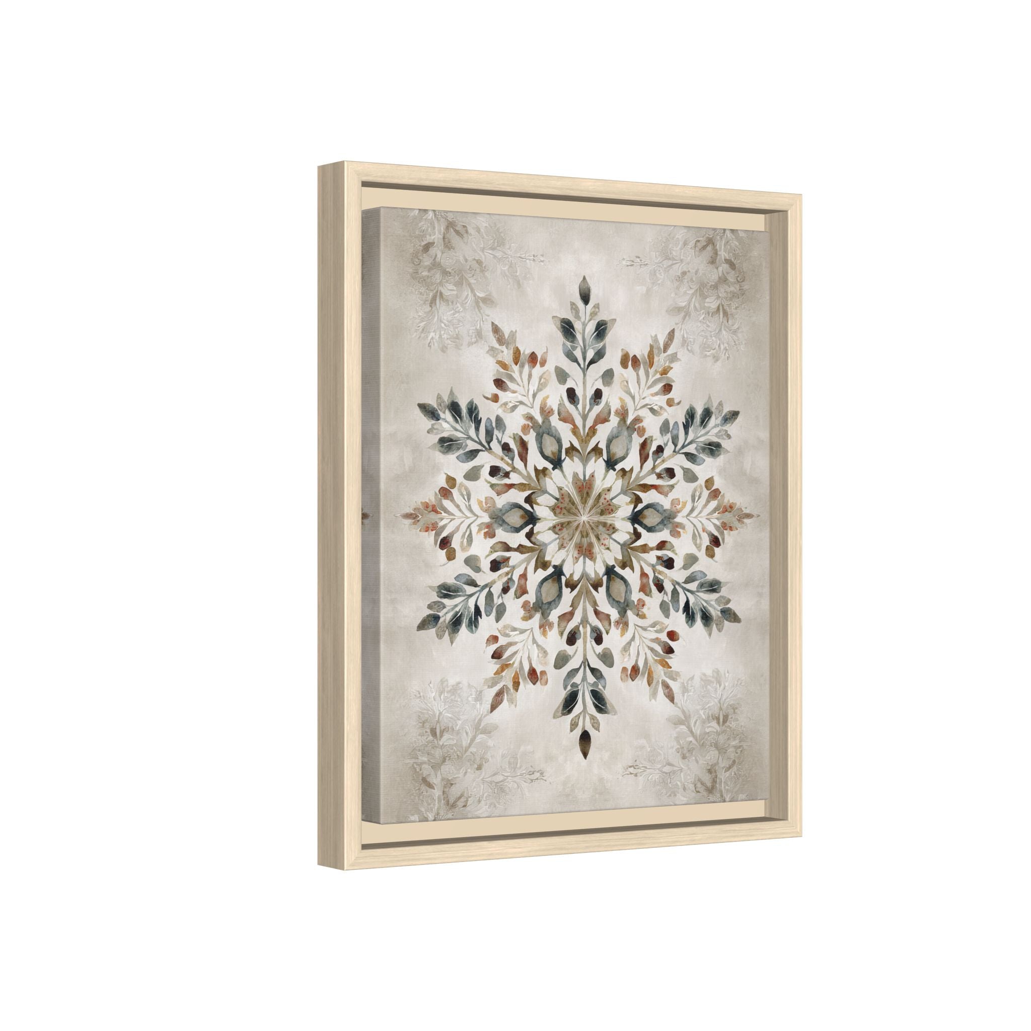 Framed Canvas - Nordic Botanical Snowflake