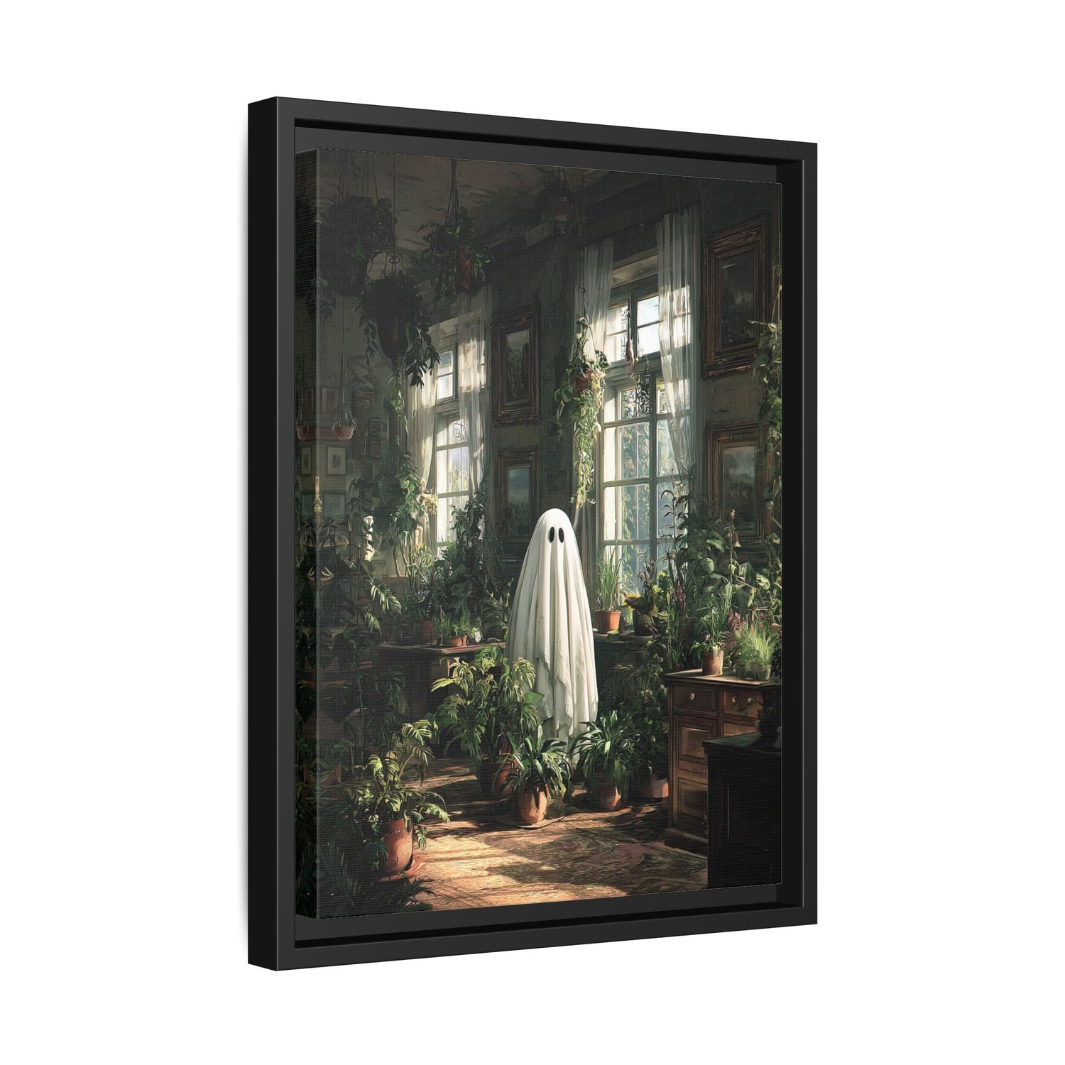 Framed Canvas - Ghost Among Houseplants