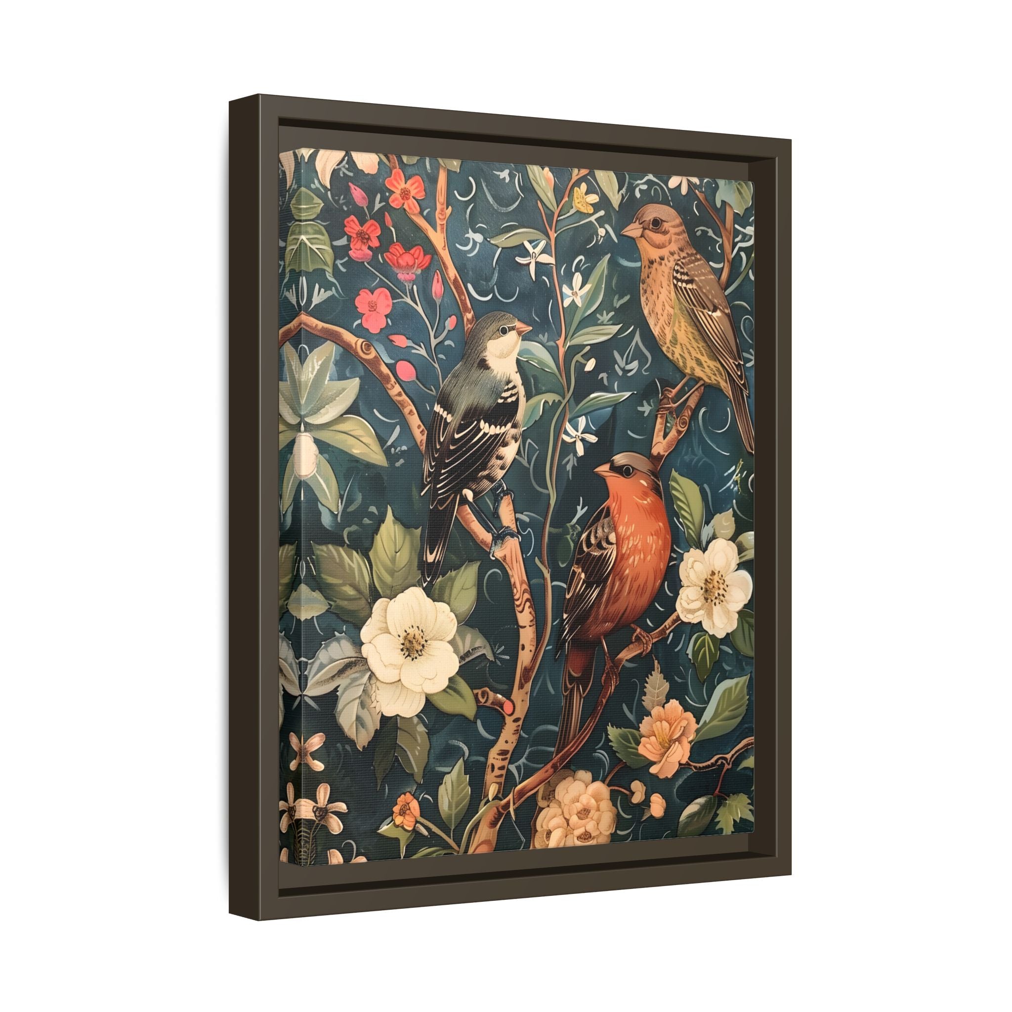 Framed Canvas - Robin and Sparrow Symphony