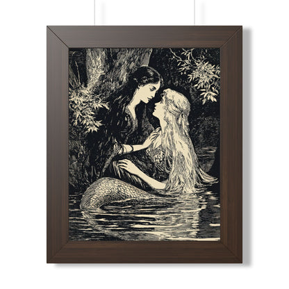 Framed Paper Print - Mermaid Fairy Midnight Kiss