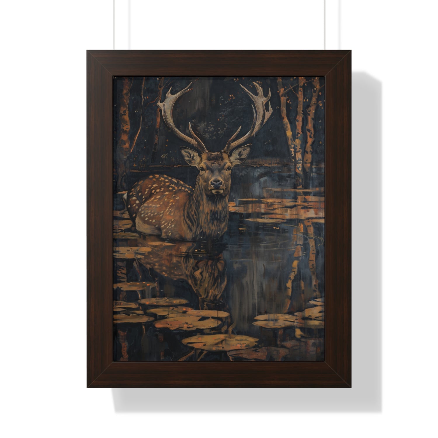 Framed Paper Print - Twilight Stag Reflection