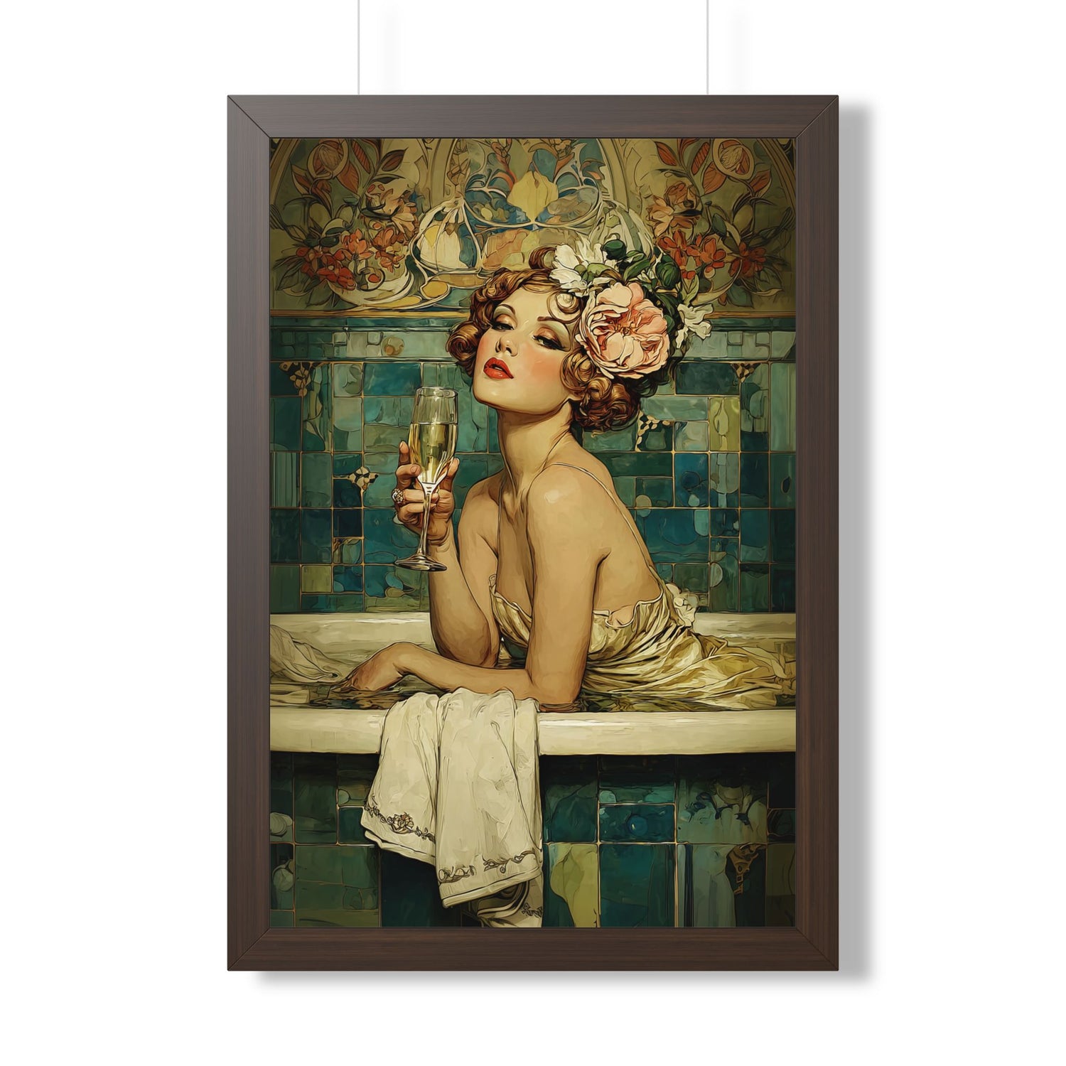Framed Paper Print - Champagne Bathtub Coquette