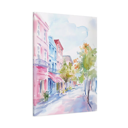 1.25" Matte Canvas - Pastel Charleston Street Scene