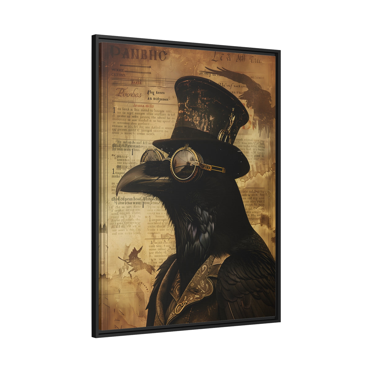 Framed Canvas - Steampunk Raven&