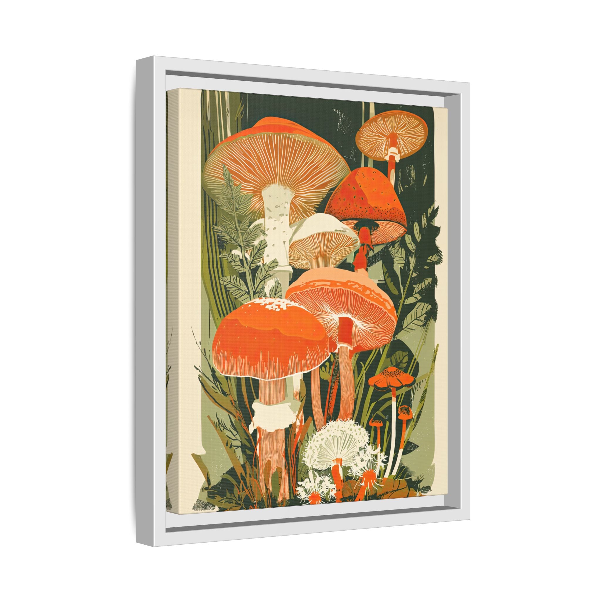 Framed Canvas - Groovy Woodland Mushrooms