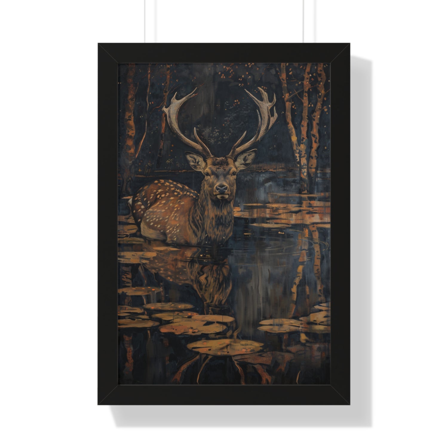 Framed Paper Print - Twilight Stag Reflection