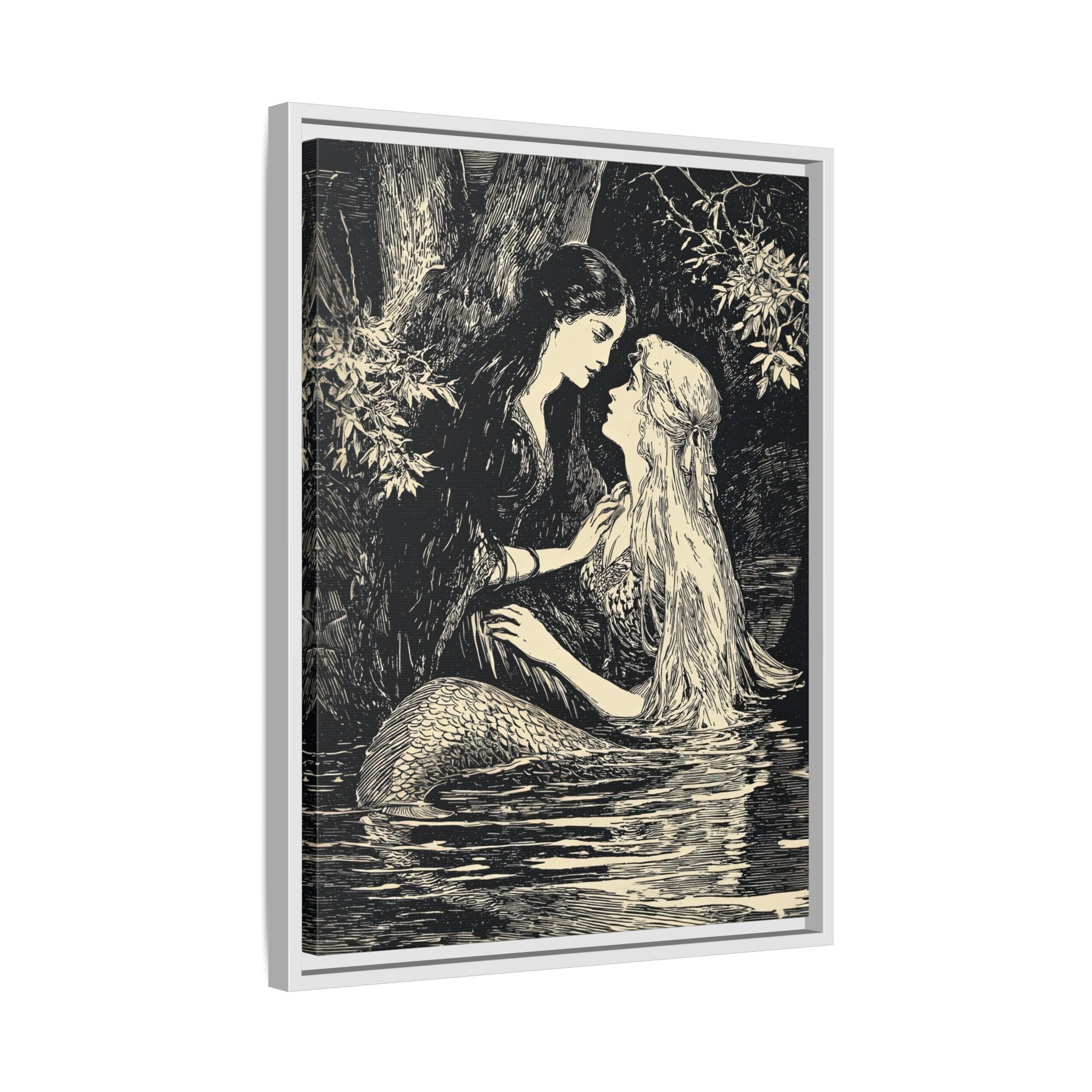 Framed Canvas - Mermaid Fairy Midnight Kiss