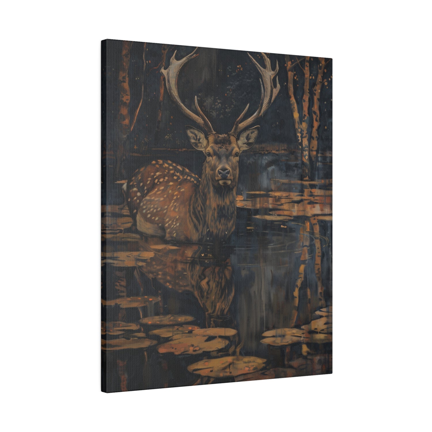 .75" Matte Canvas - Twilight Stag Reflection