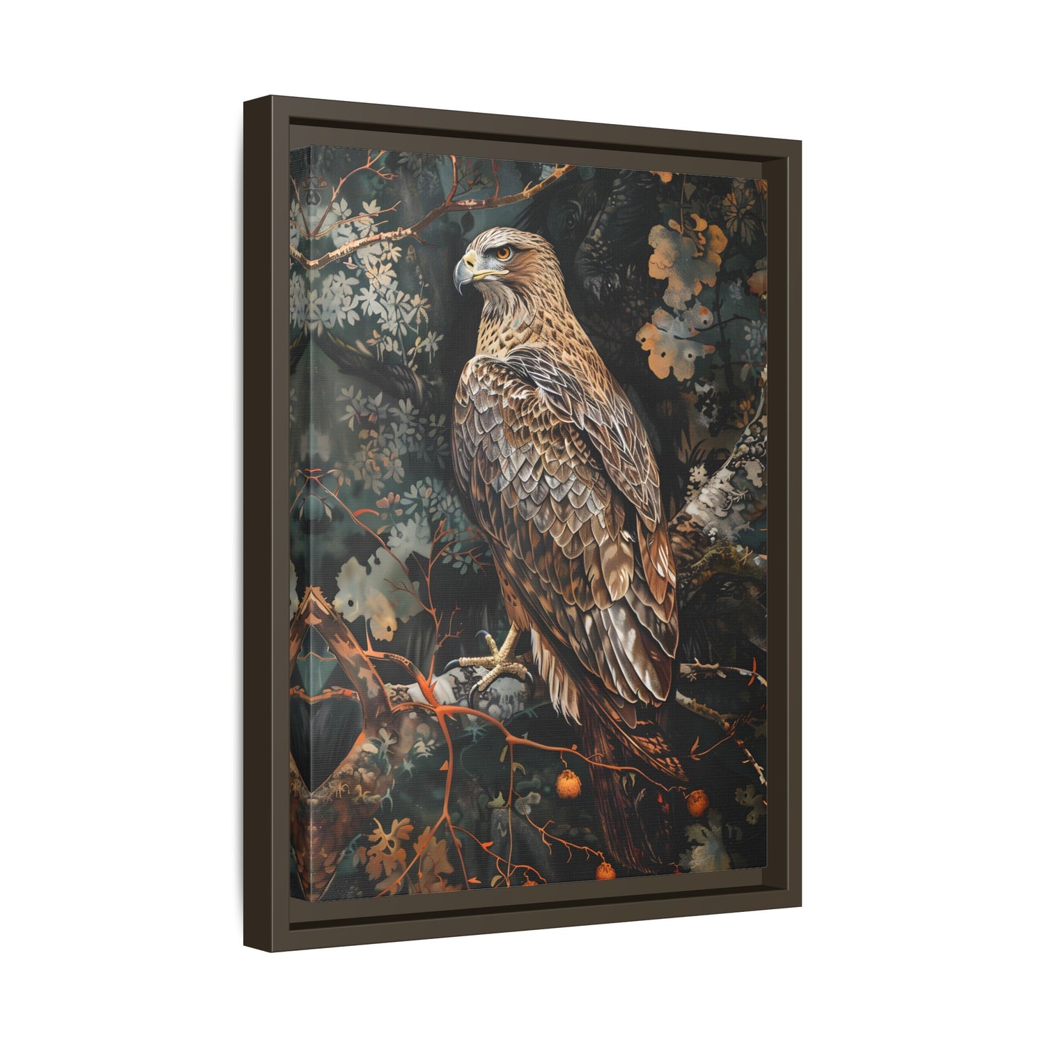 Framed Canvas - Majestic Hawk in Autumn