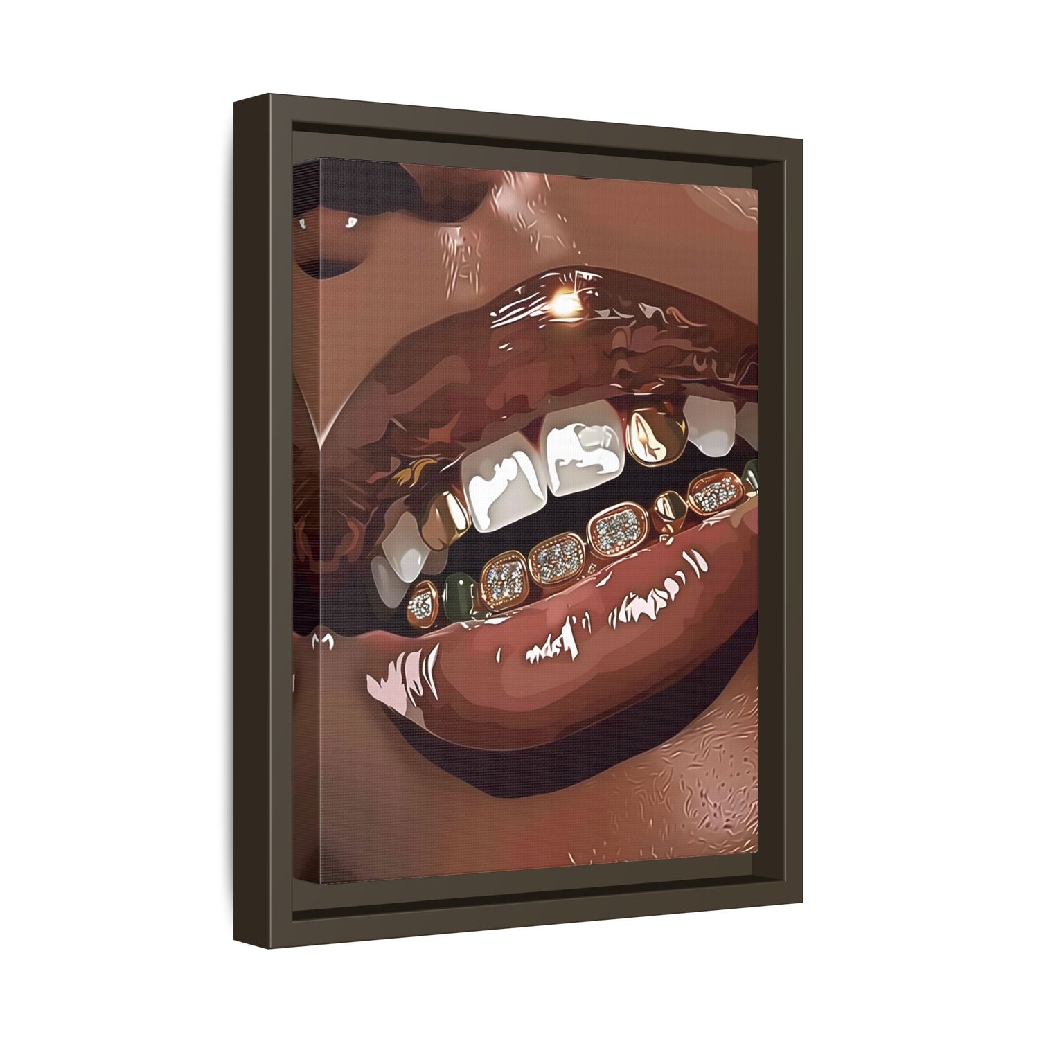 Framed Canvas - Golden Grill Smile