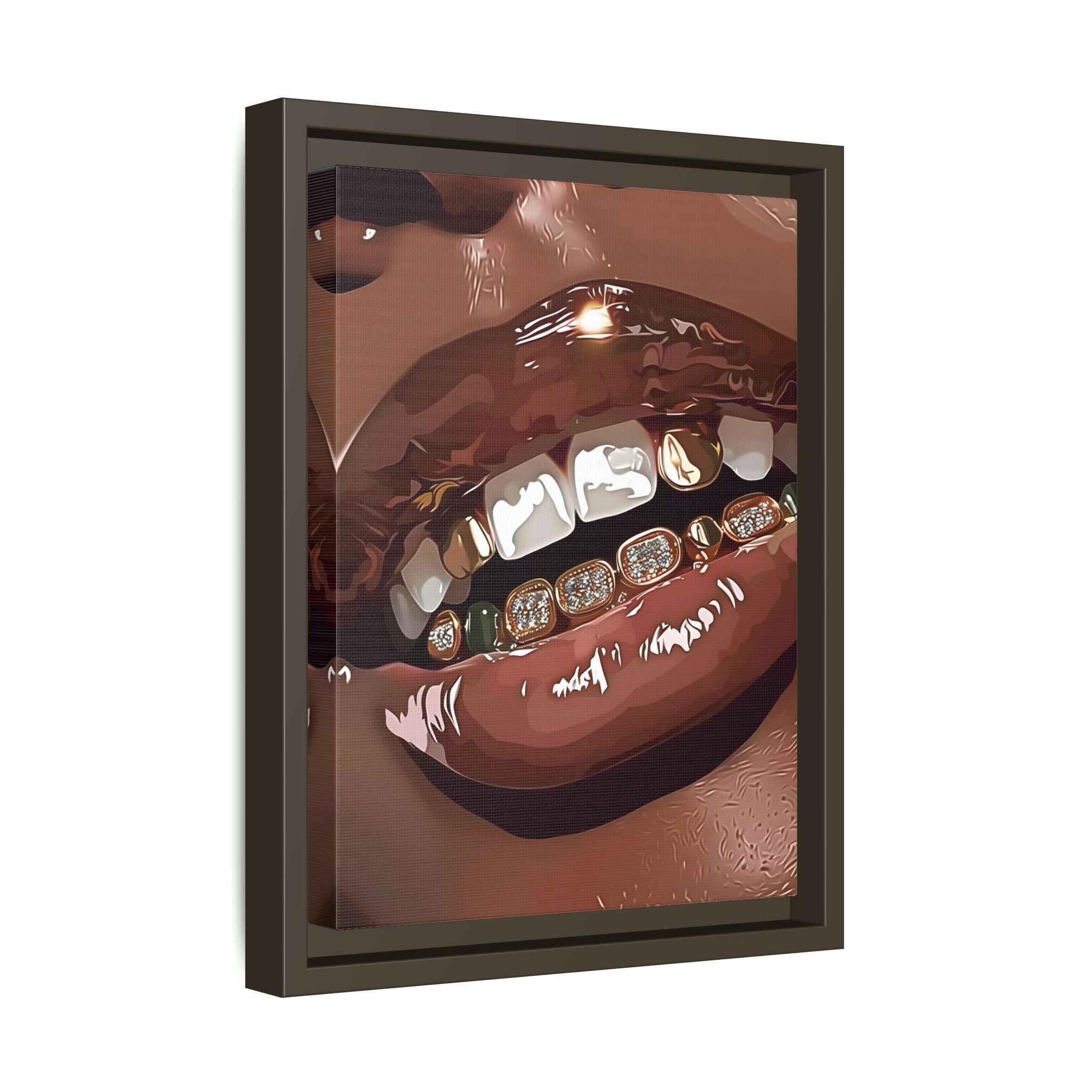 Framed Canvas - Golden Grill Smile