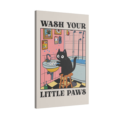 .75" Matte Canvas - Wash Your Little Paws Cat
