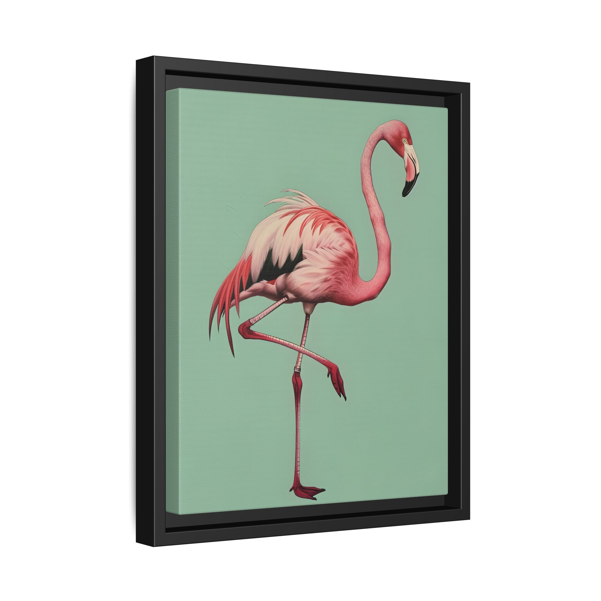 Framed Canvas - Pink Flamingo Tropical