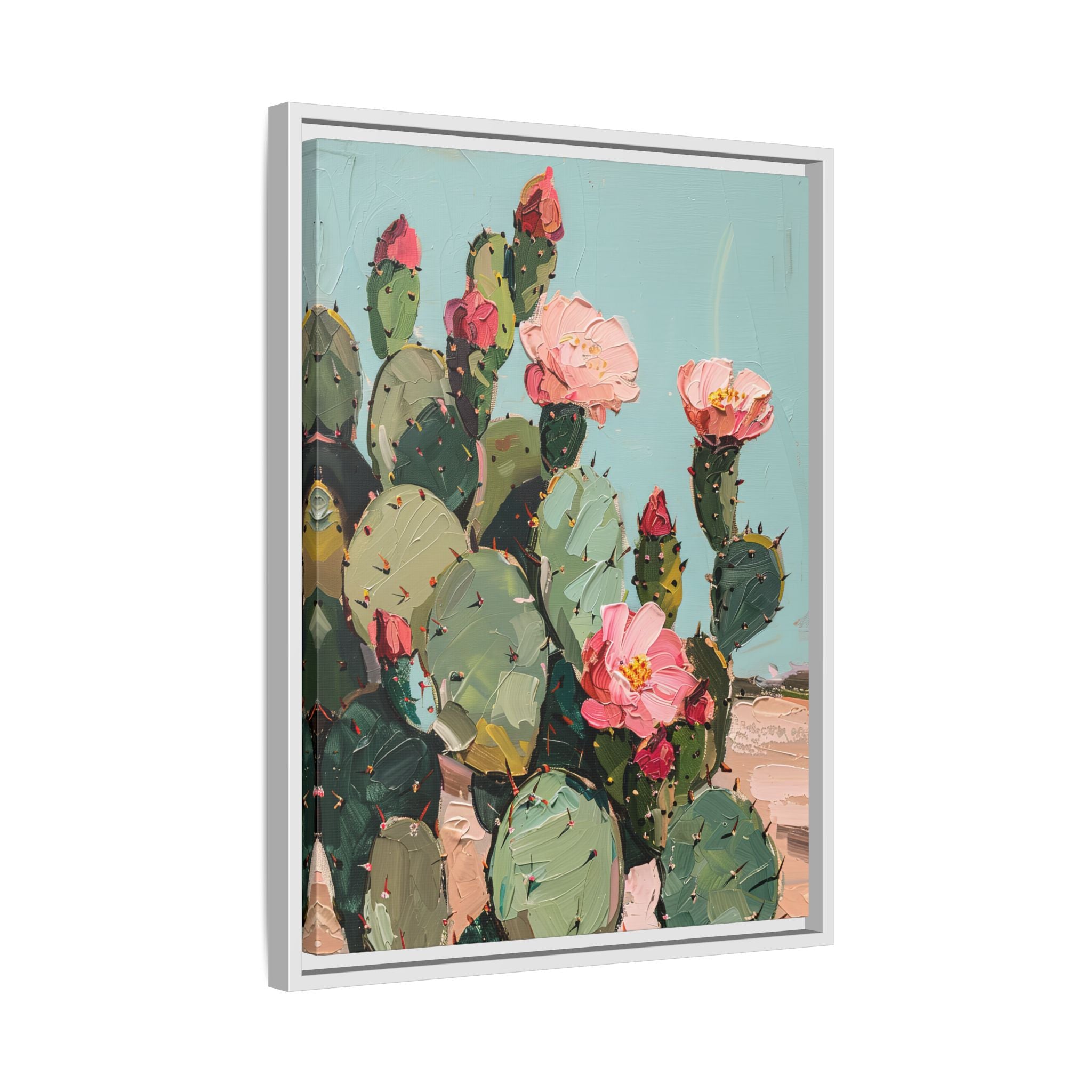 Framed Canvas - Arizona Blooming Cactus Color