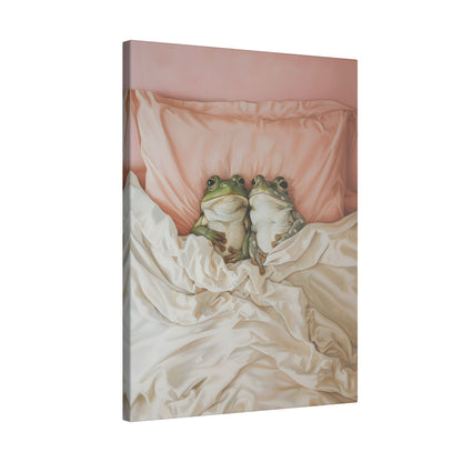 .75&quot; Matte Canvas - Cozy Frogs Romantic Bliss