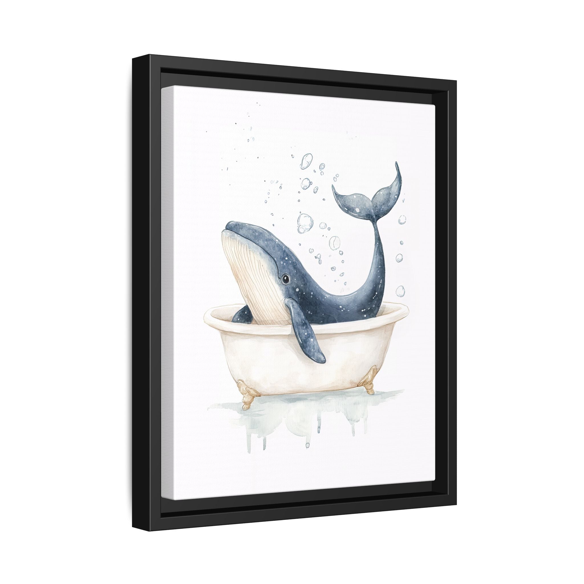 Framed Canvas - Whale Tub Bubble Splash