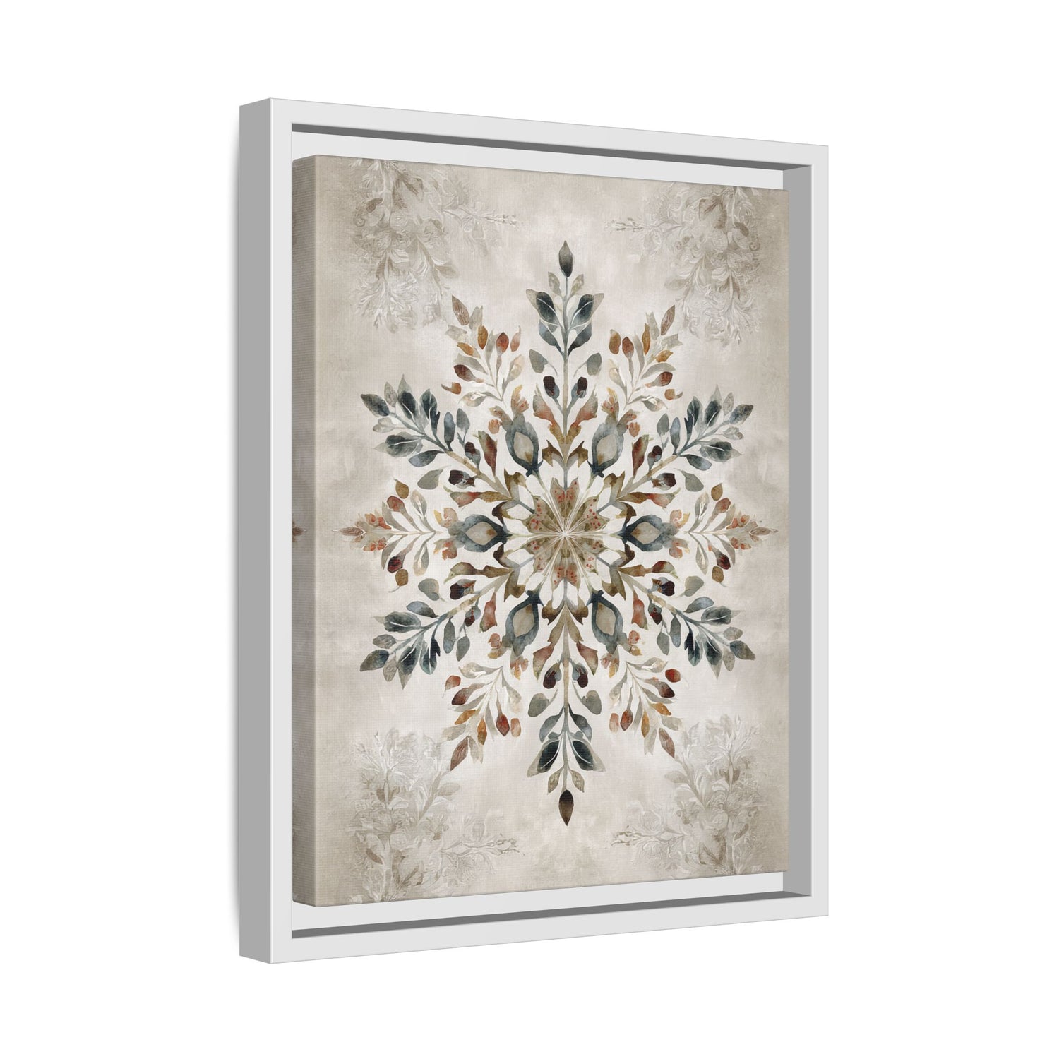 Framed Canvas - Nordic Botanical Snowflake