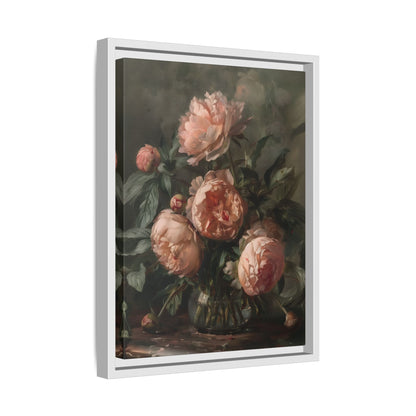 Framed Canvas - Vintage Blush Peony Bouquet