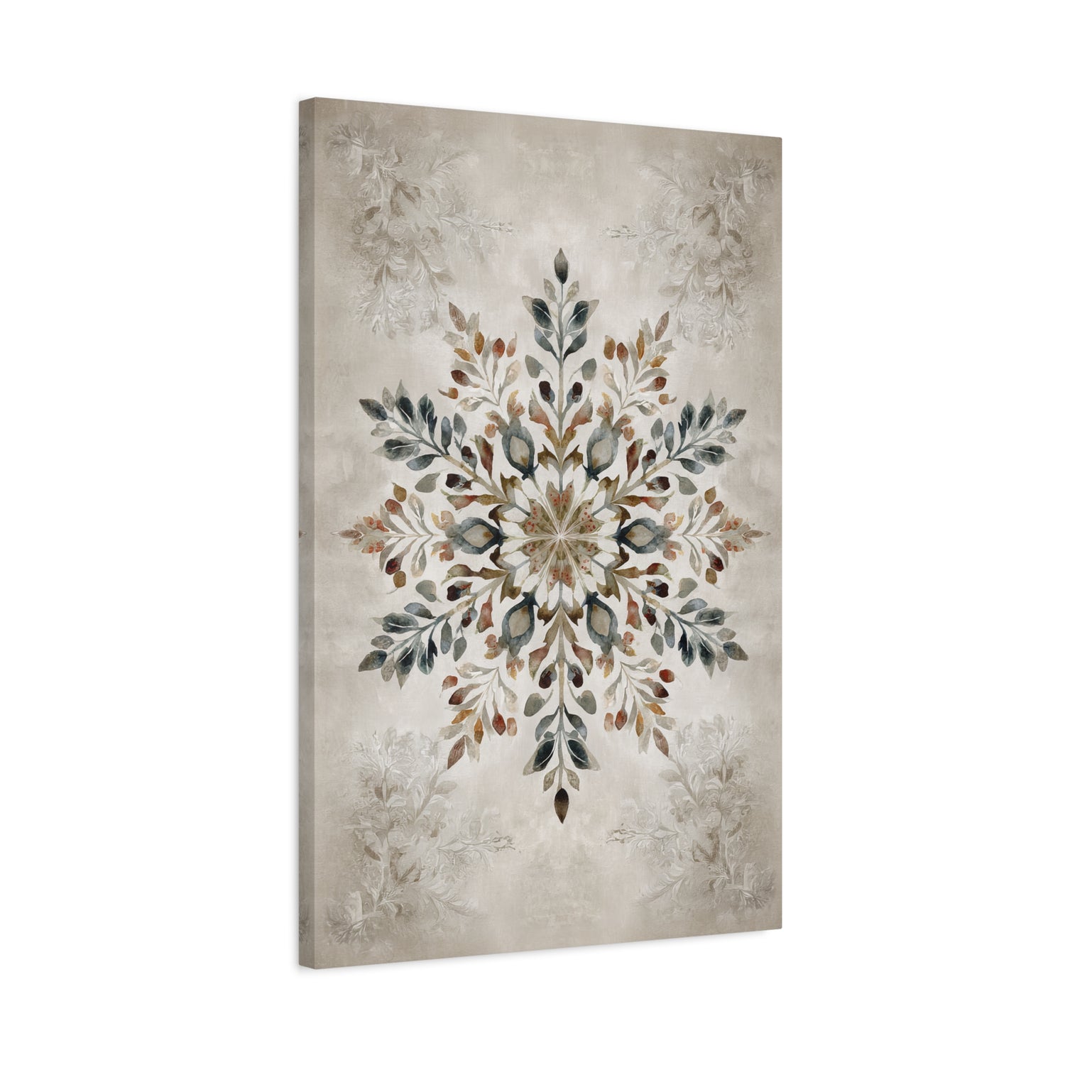 1.25" Matte Canvas - Nordic Botanical Snowflake