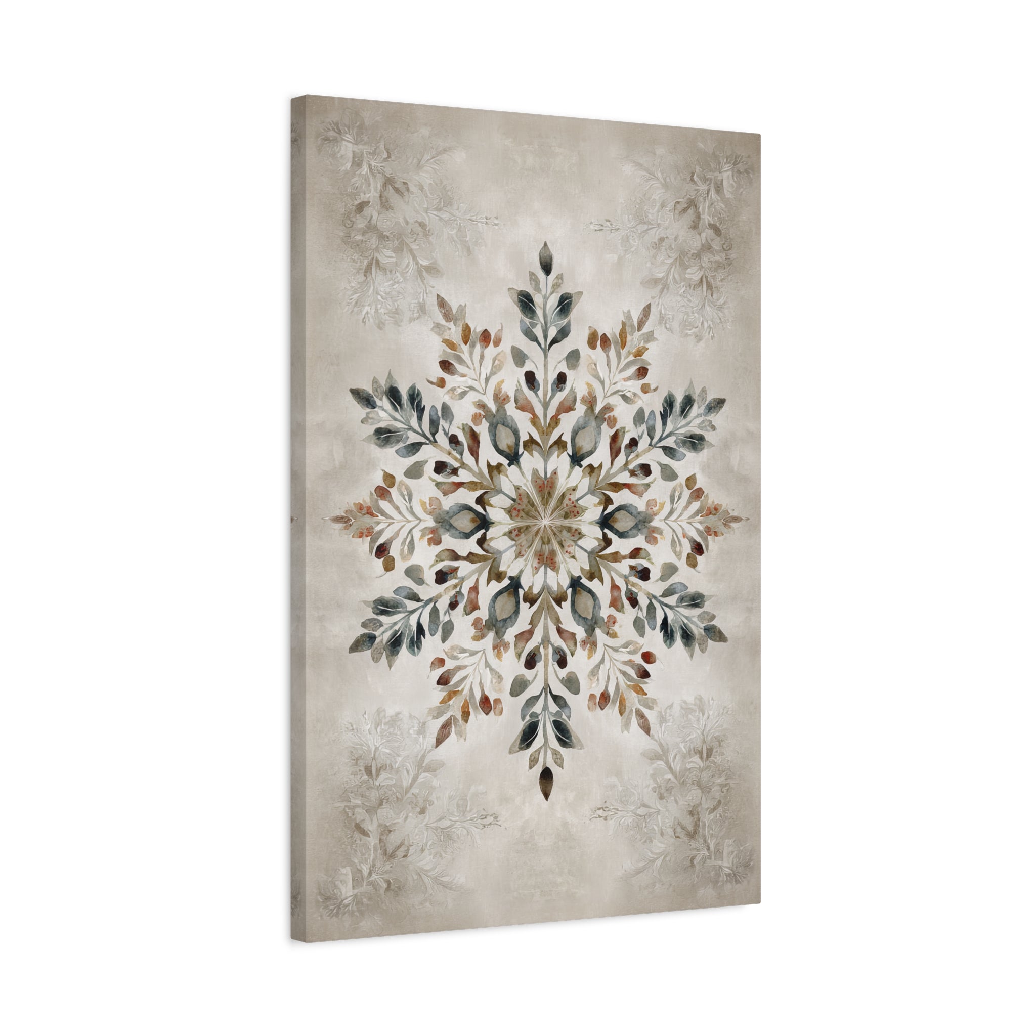 1.25" Matte Canvas - Nordic Botanical Snowflake