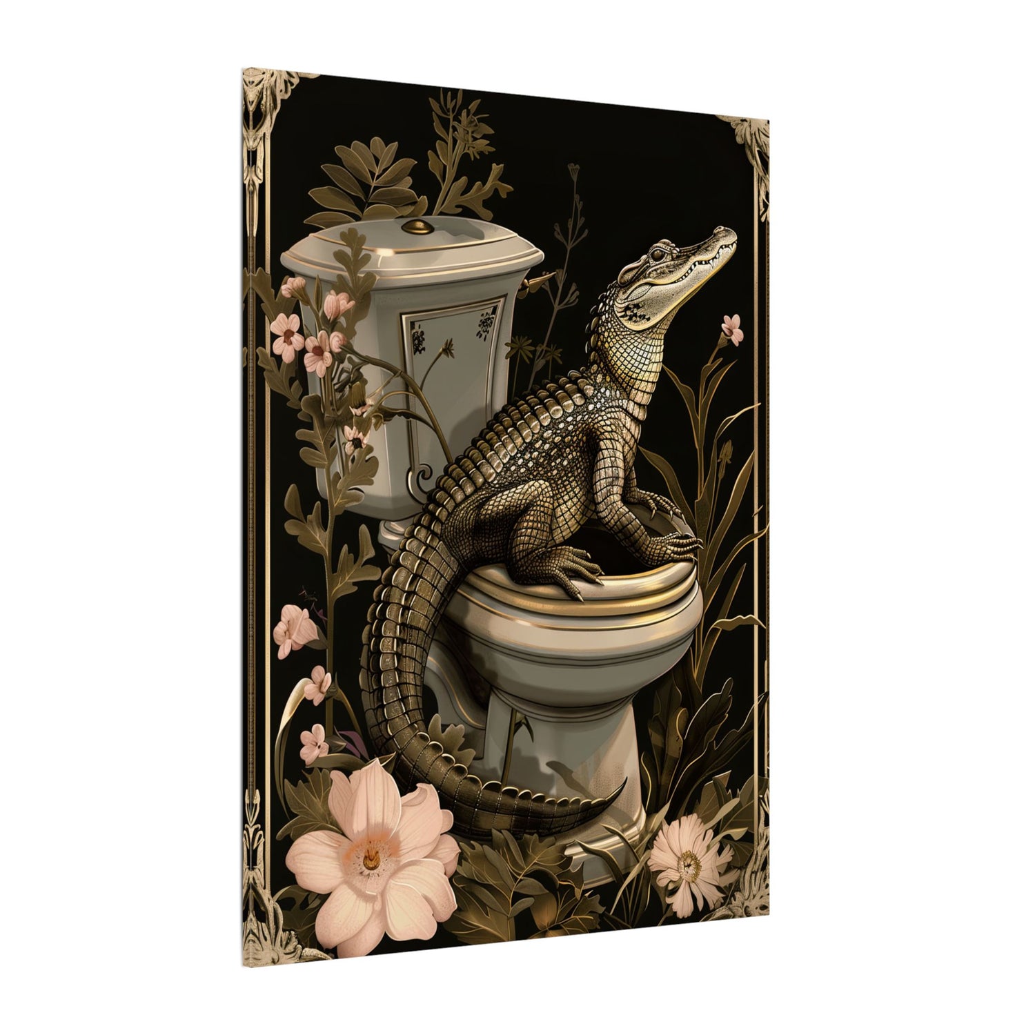 .75" Matte Canvas - Toilet Gator Floral Surprise