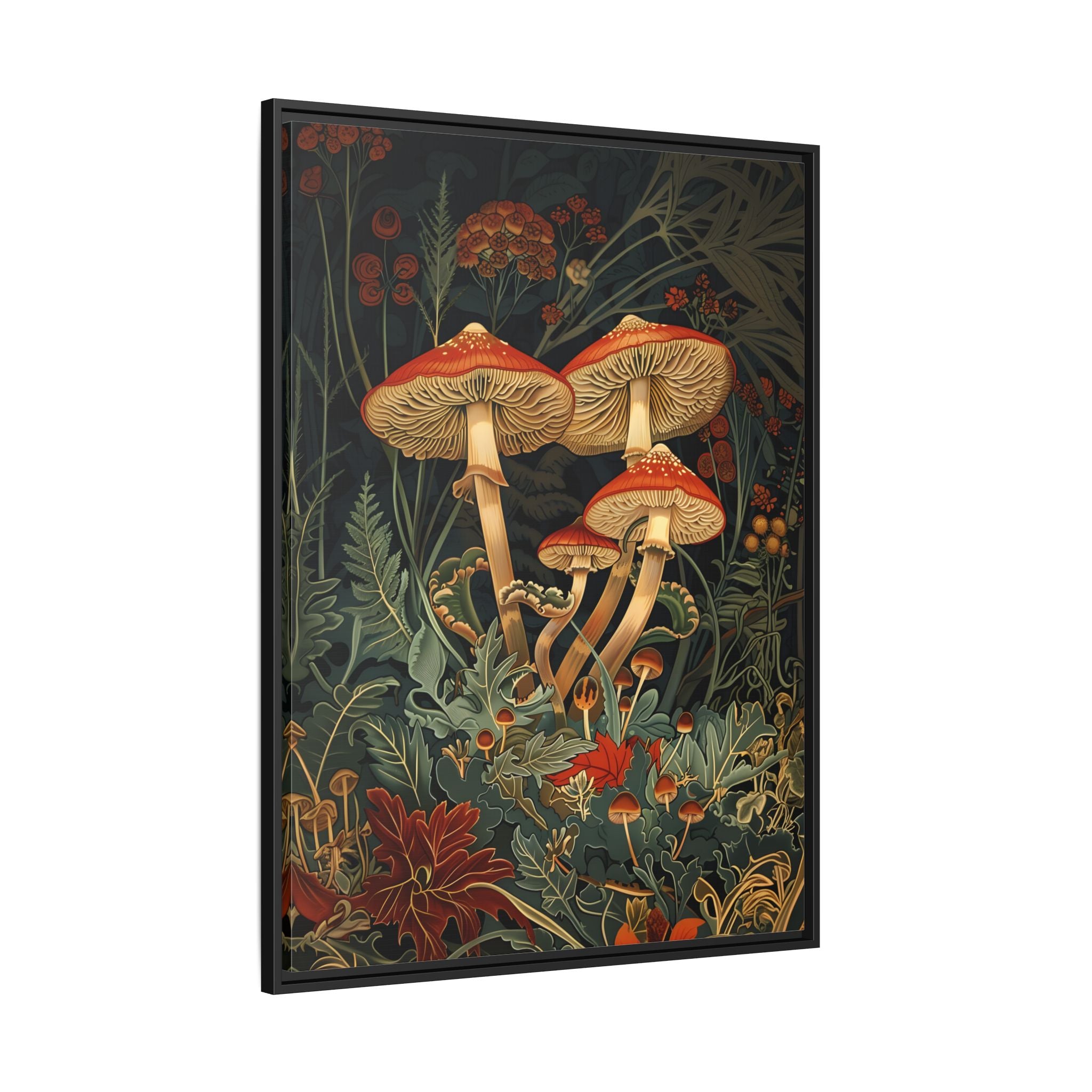 Framed Canvas - Elegant Mushroom Reverie