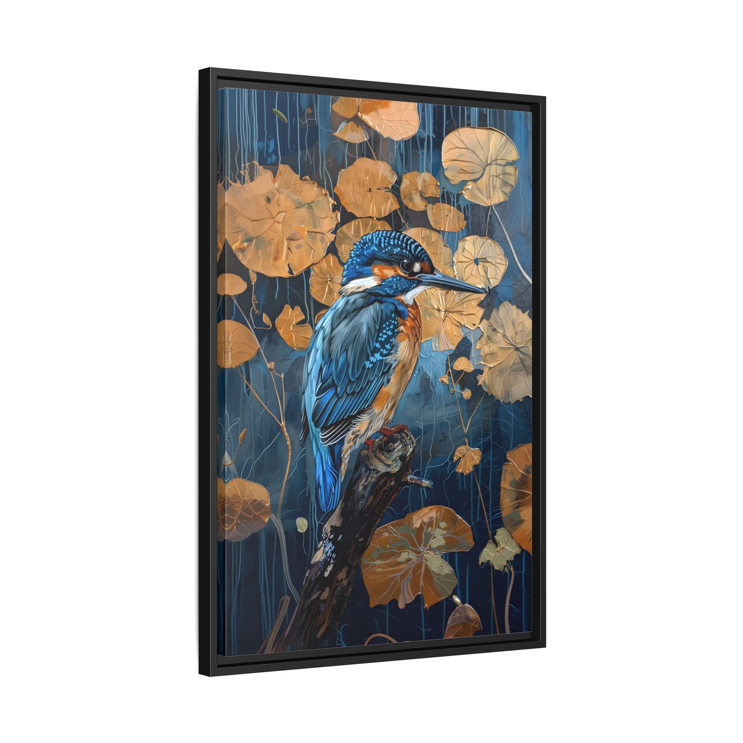 Framed Canvas - Golden Leaves Kingfisher