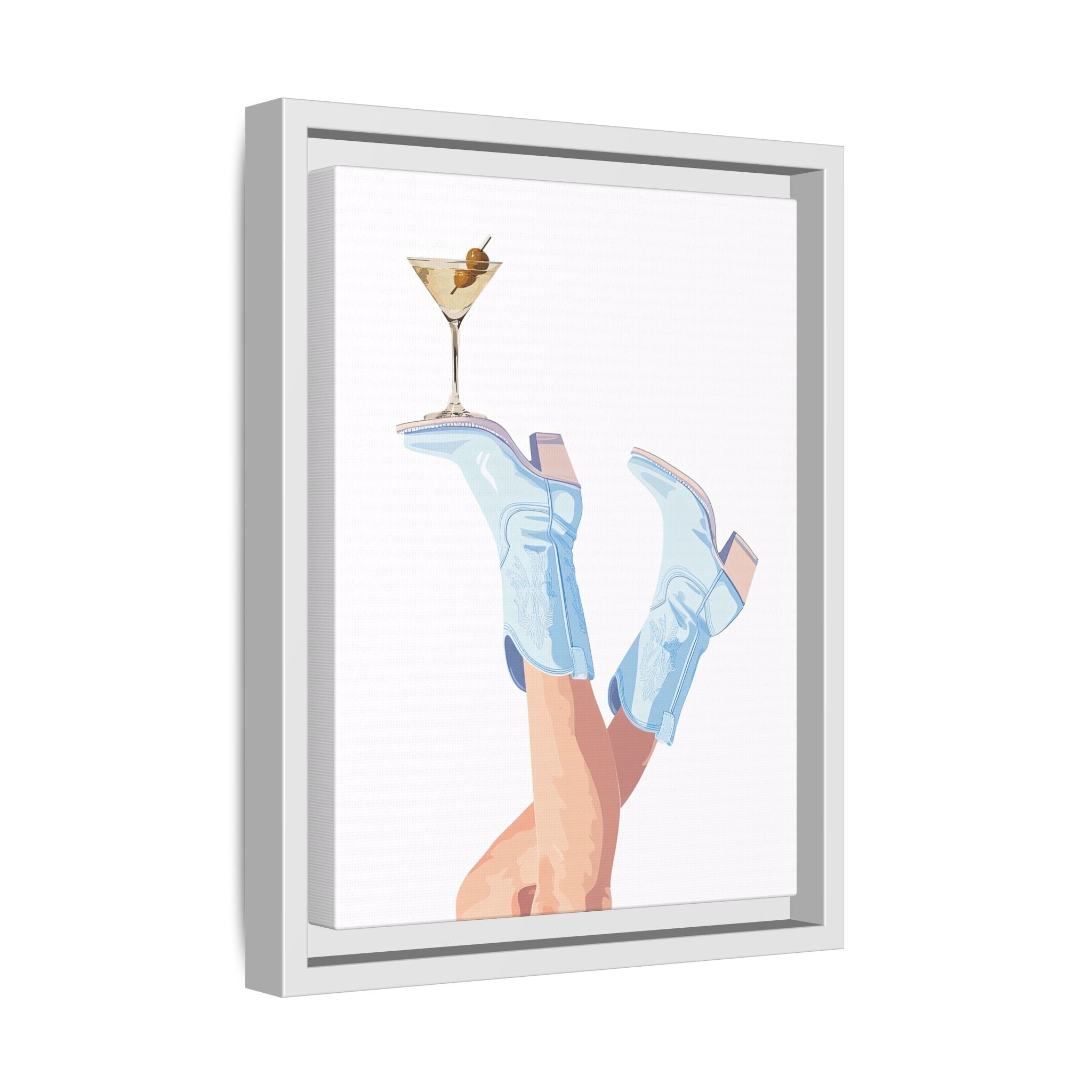 Framed Canvas - Boots Up, Cheers Babe