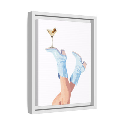 Framed Canvas - Boots Up, Cheers Babe