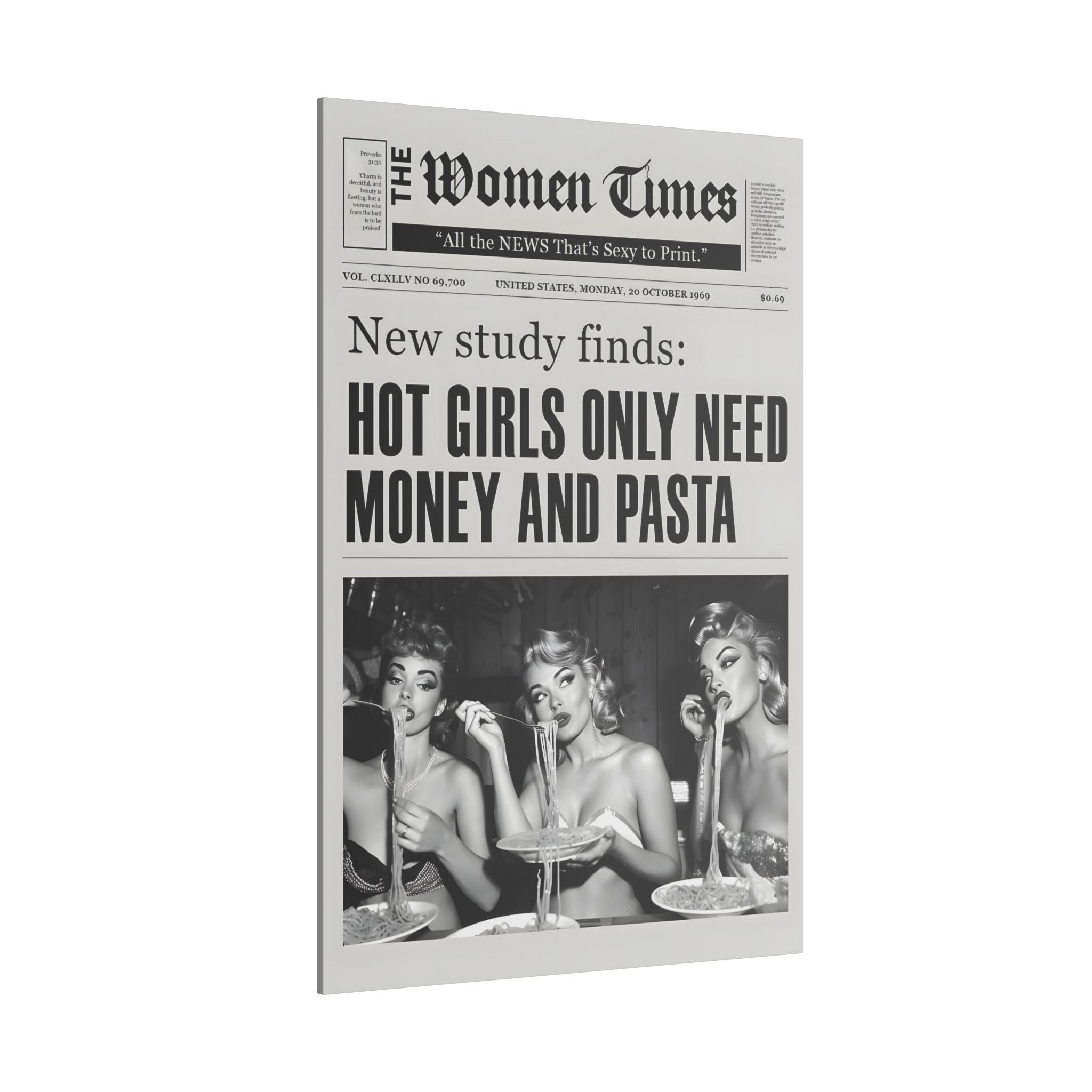 .75" Matte Canvas - Retro Pasta Gazette