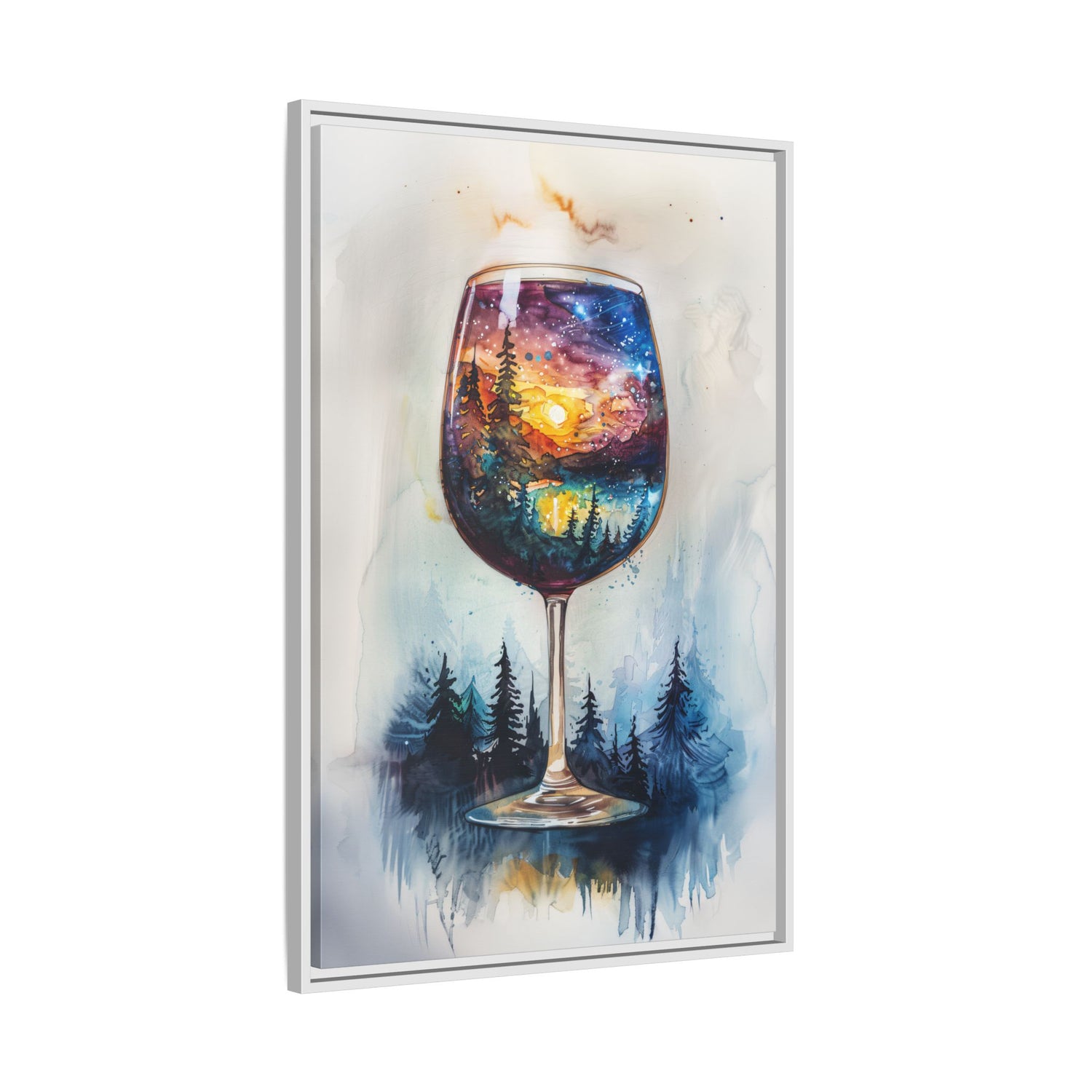 Framed Canvas - Galaxy Within the Wine Glass