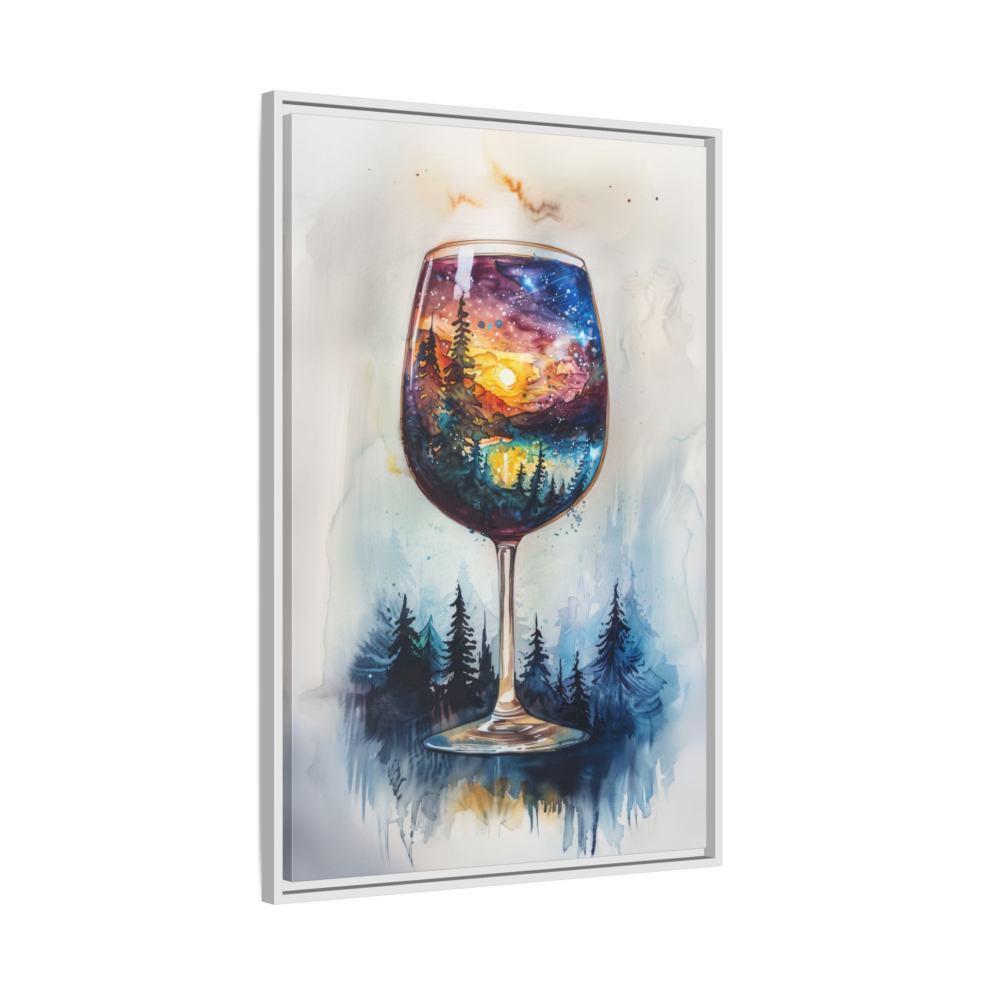 Framed Canvas - Galaxy Within the Wine Glass