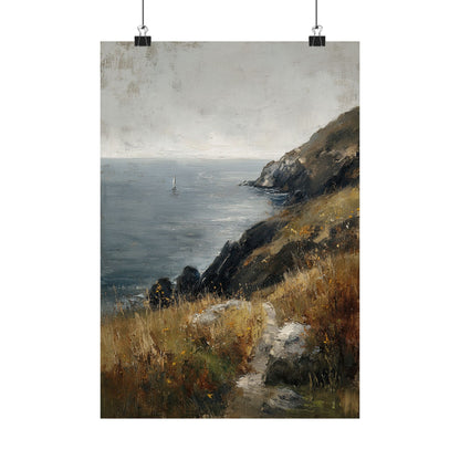 Cliffside Sailboat Seascape