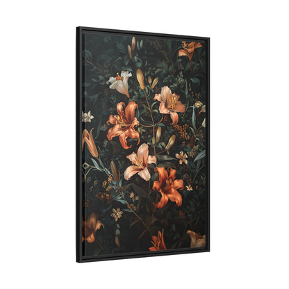 Framed Canvas - Elegant Blooming Lilies