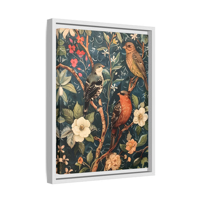 Framed Canvas - Robin and Sparrow Symphony