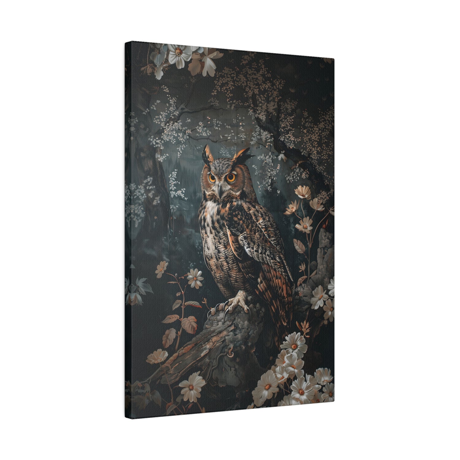 .75" Matte Canvas - Midnight Watchful Owl