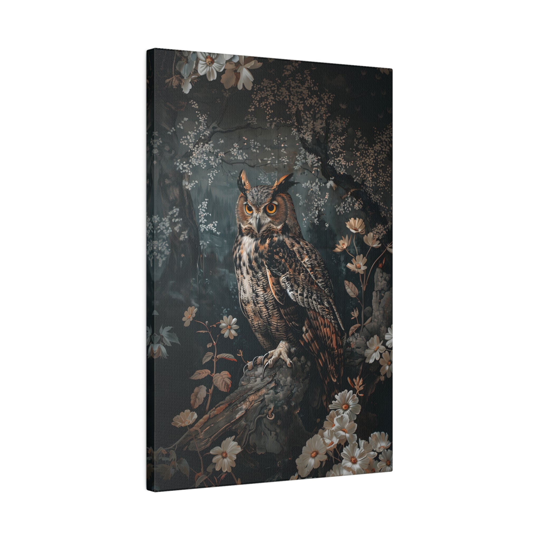 .75" Matte Canvas - Midnight Watchful Owl