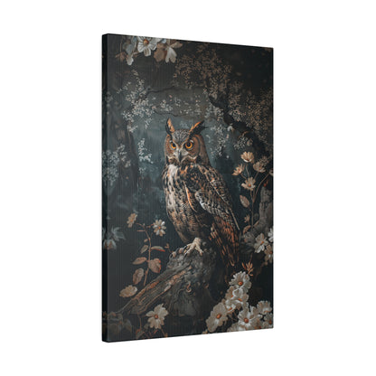 .75" Matte Canvas - Midnight Watchful Owl