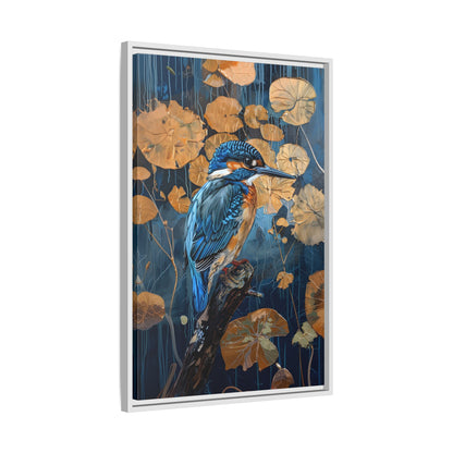 Framed Canvas - Golden Leaves Kingfisher